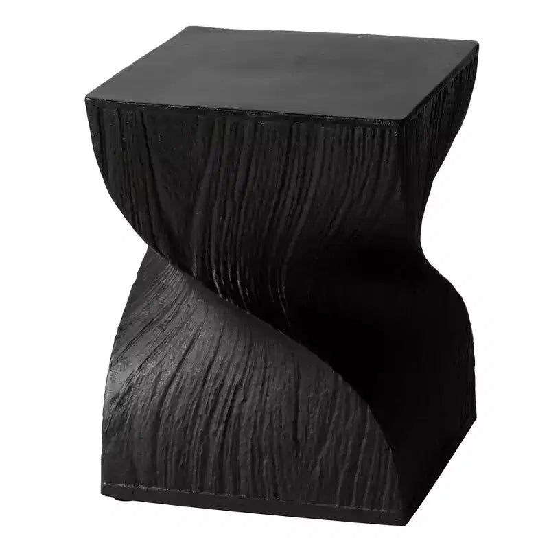 Tavolino Quadrato Twist in Fiberstone Nero | Tavolino d'Appoggio Moderno Completamente Assemblato
