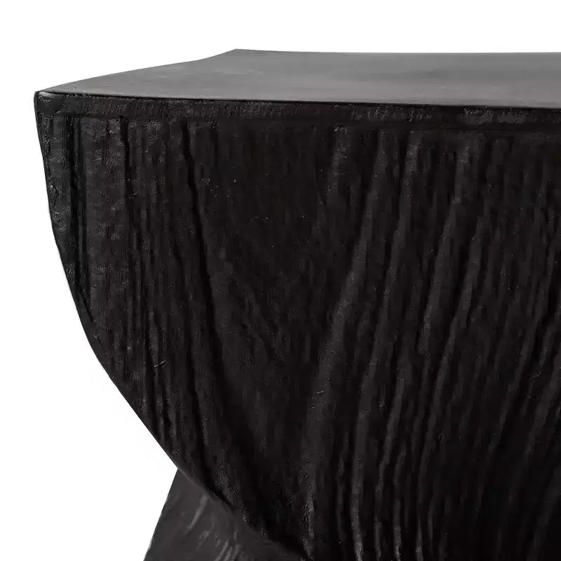 Tavolino Quadrato Twist in Fiberstone Nero | Tavolino d'Appoggio Moderno Completamente Assemblato