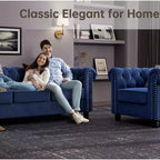 Set Divano Chesterfield in Lino a 3 Pezzi a 6 Posti | Poltrona, Divanetto e Divano