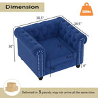 Set Divano Chesterfield in Lino a 3 Pezzi a 6 Posti | Poltrona, Divanetto e Divano