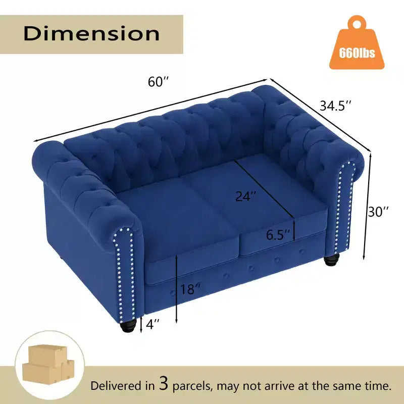 Set Divano Chesterfield in Lino a 3 Pezzi a 6 Posti | Poltrona, Divanetto e Divano