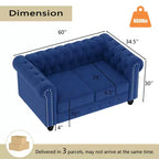 Set Divano Chesterfield in Lino a 3 Pezzi a 6 Posti | Poltrona, Divanetto e Divano