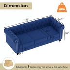 Set Divano Chesterfield in Lino a 3 Pezzi a 6 Posti | Poltrona, Divanetto e Divano