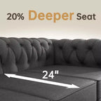 Set Divano Chesterfield in Lino a 3 Pezzi a 6 Posti | Poltrona, Divanetto e Divano