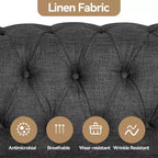 Set Divano Chesterfield in Lino a 3 Pezzi a 6 Posti | Poltrona, Divanetto e Divano