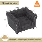 Set Divano Chesterfield in Lino a 3 Pezzi a 6 Posti | Poltrona, Divanetto e Divano