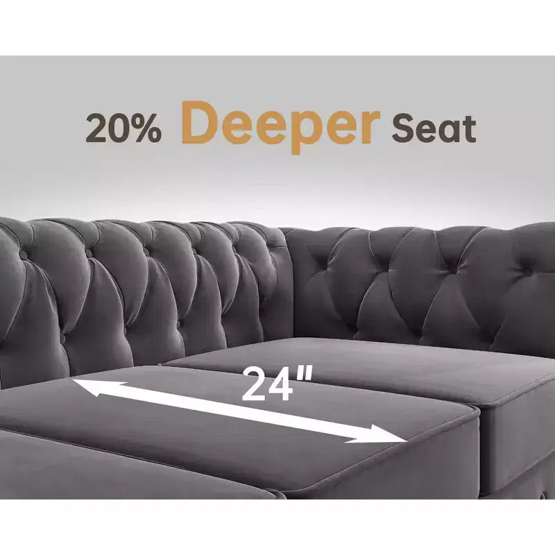 Set Divano Chesterfield in Lino a 3 Pezzi a 6 Posti | Poltrona, Divanetto e Divano