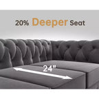 Set Divano Chesterfield in Lino a 3 Pezzi a 6 Posti | Poltrona, Divanetto e Divano