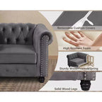Set Divano Chesterfield in Lino a 3 Pezzi a 6 Posti | Poltrona, Divanetto e Divano