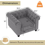 Set Divano Chesterfield in Lino a 3 Pezzi a 6 Posti | Poltrona, Divanetto e Divano