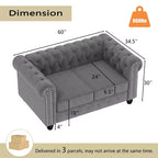 Set Divano Chesterfield in Lino a 3 Pezzi a 6 Posti | Poltrona, Divanetto e Divano