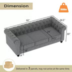 Set Divano Chesterfield in Lino a 3 Pezzi a 6 Posti | Poltrona, Divanetto e Divano