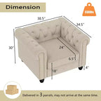 Set Divano Chesterfield in Lino a 3 Pezzi a 6 Posti | Poltrona, Divanetto e Divano