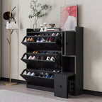 Shoe Cabinet with 3 Flip Drawers, Free Standing Shoe Organizer with Pull-down Seat, Hidden Shoe Storage Cabinet for Hallway Living Room