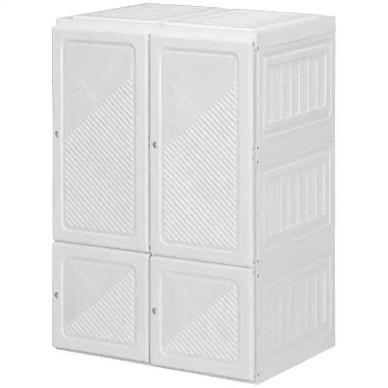 Armadio portatile pieghevole con scomparti a cubo e ante magnetiche, bianco
