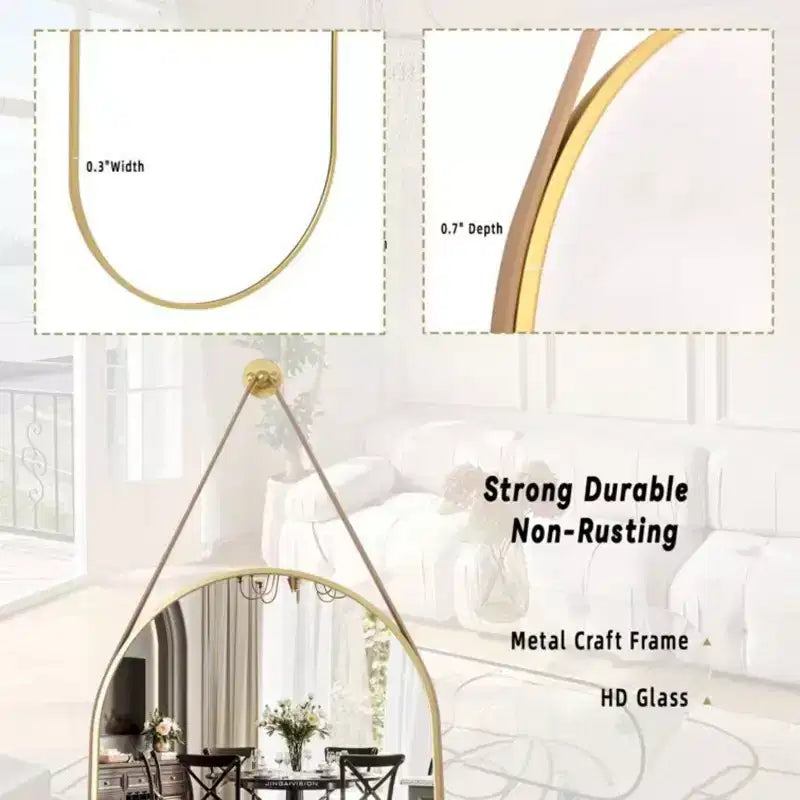 Specchio da parete decorativo ovale 16x48 intero, nero/oro