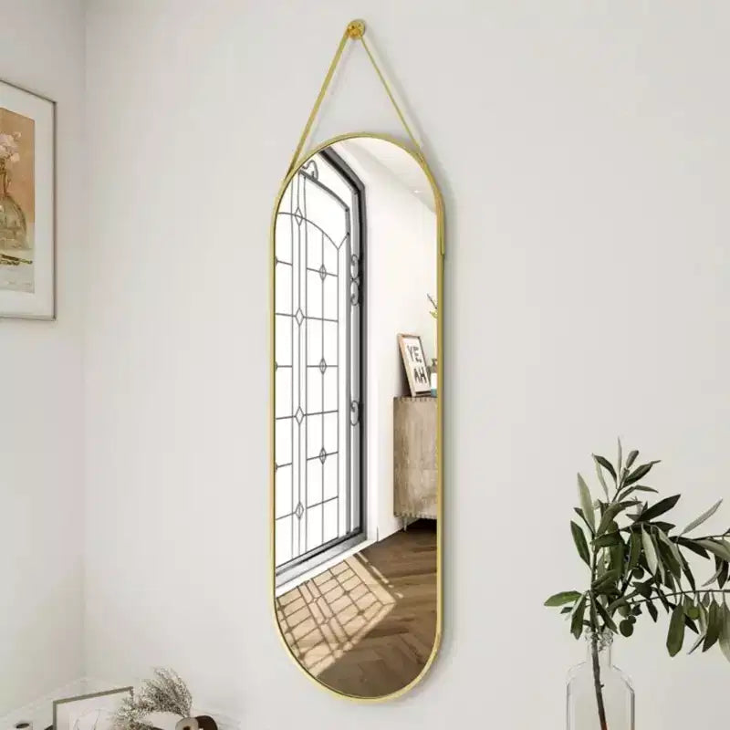 Specchio da parete decorativo ovale 16x48 intero, nero/oro