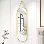 Specchio da parete decorativo ovale 16x48 intero, nero/oro