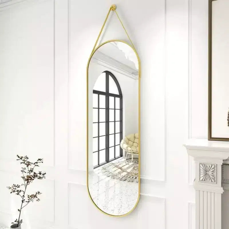 Specchio da parete decorativo ovale 16x48 intero, nero/oro