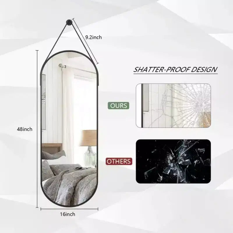 Specchio da parete decorativo ovale 16x48 intero, nero/oro