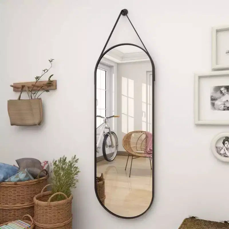 Specchio da parete decorativo ovale 16x48 intero, nero/oro