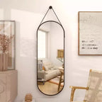 Specchio da parete decorativo ovale 16x48 intero, nero/oro