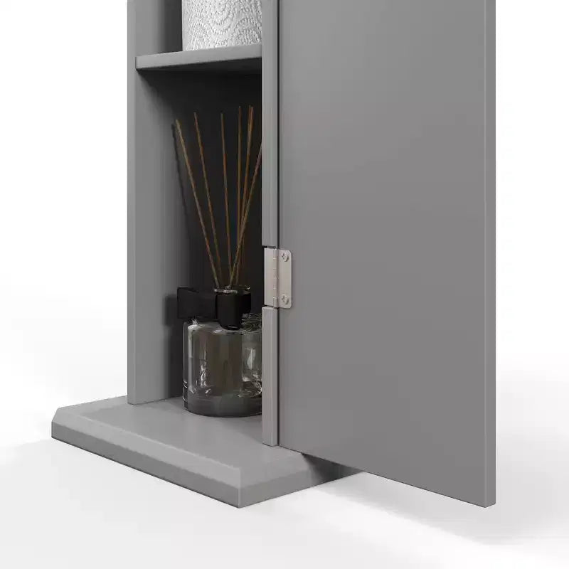 Mobiletto angolare sottile per bagno con porta carta igienica e 3 ripiani | Torre da 64,8 cm