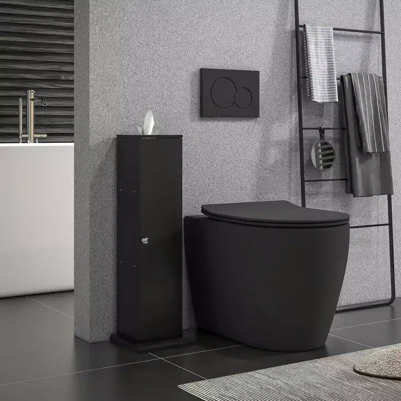 Mobiletto angolare sottile per bagno con porta carta igienica e 3 ripiani | Torre da 64,8 cm