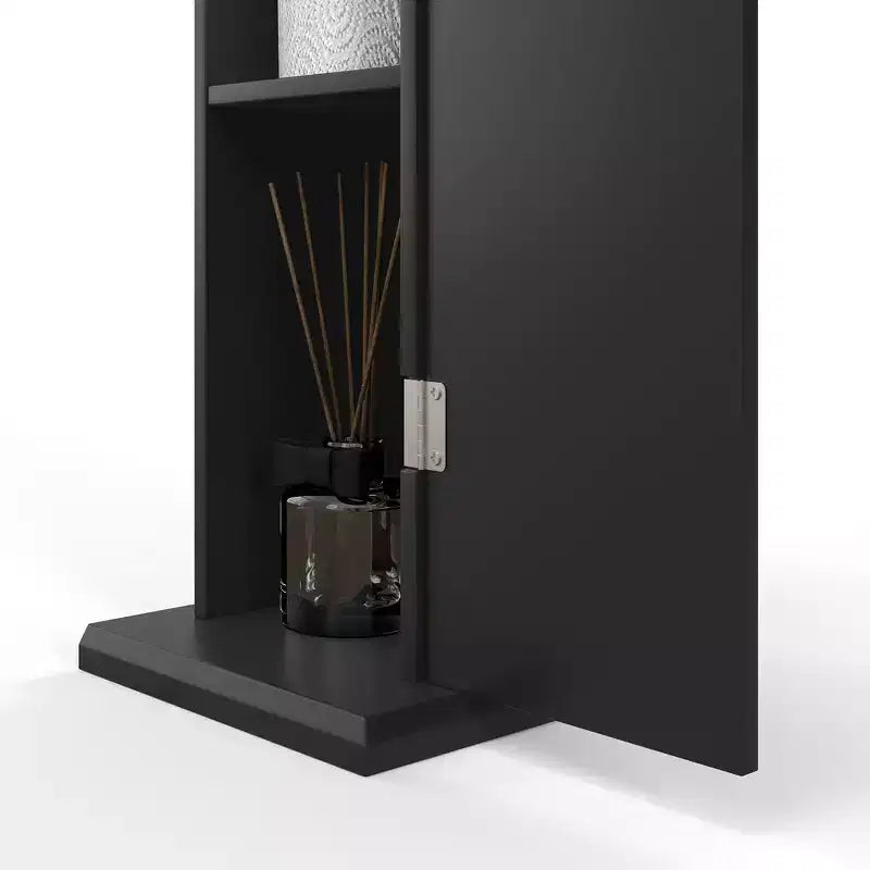 Mobiletto angolare sottile per bagno con porta carta igienica e 3 ripiani | Torre da 64,8 cm