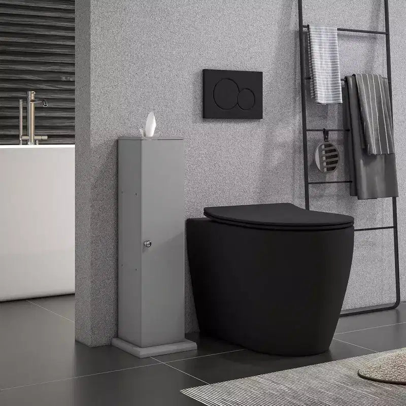 Mobiletto angolare sottile per bagno con porta carta igienica e 3 ripiani | Torre da 64,8 cm