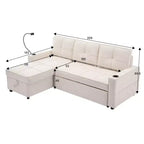 Divano Letto Sezionale a L in Velluto da 208 cm a 3 Pezzi | Divano Letto, Chaise Longue