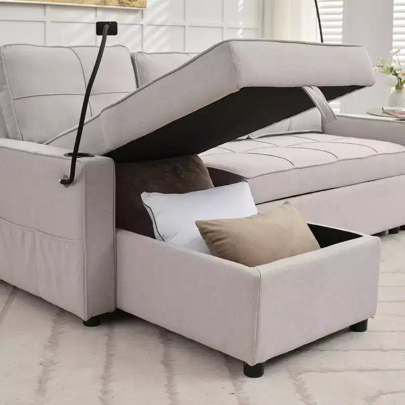 Divano Letto Sezionale a L in Velluto da 208 cm a 3 Pezzi | Divano Letto, Chaise Longue