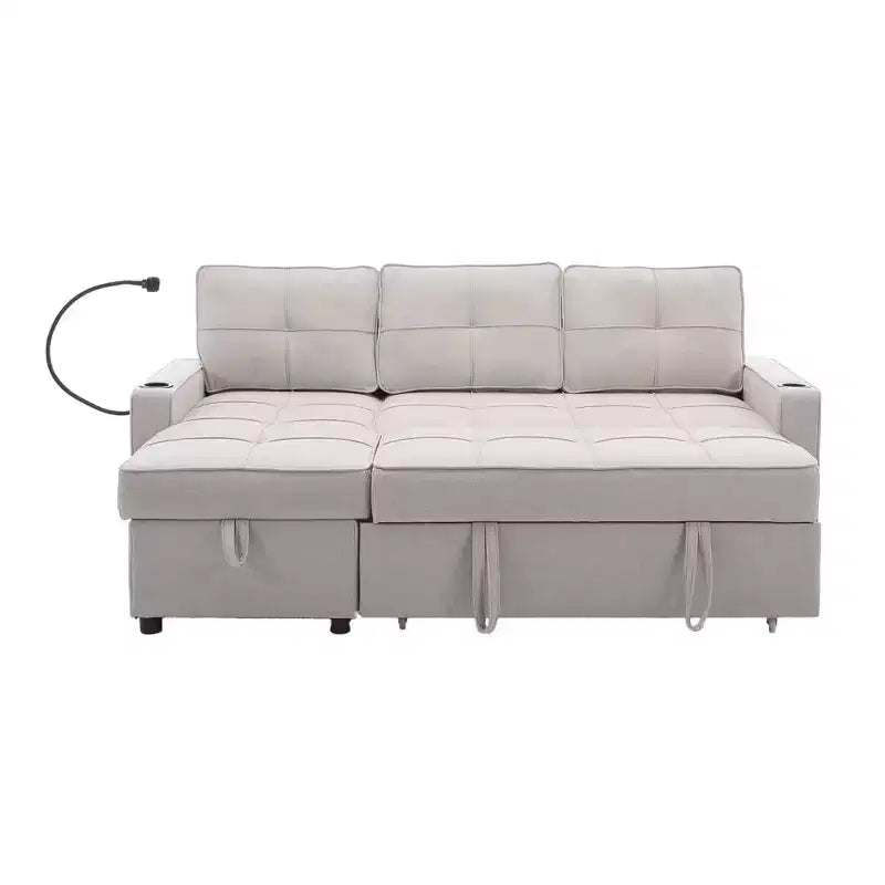 Divano Letto Sezionale a L in Velluto da 208 cm a 3 Pezzi | Divano Letto, Chaise Longue
