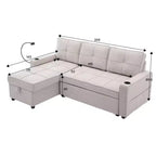 Divano Letto Sezionale a L in Velluto da 208 cm a 3 Pezzi | Divano Letto, Chaise Longue