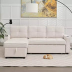 Divano Letto Sezionale a L in Velluto da 208 cm a 3 Pezzi | Divano Letto, Chaise Longue