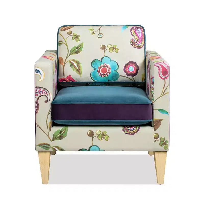 Poltrona d'accento in velluto patchwork da 71 cm con cuscini rimovibili