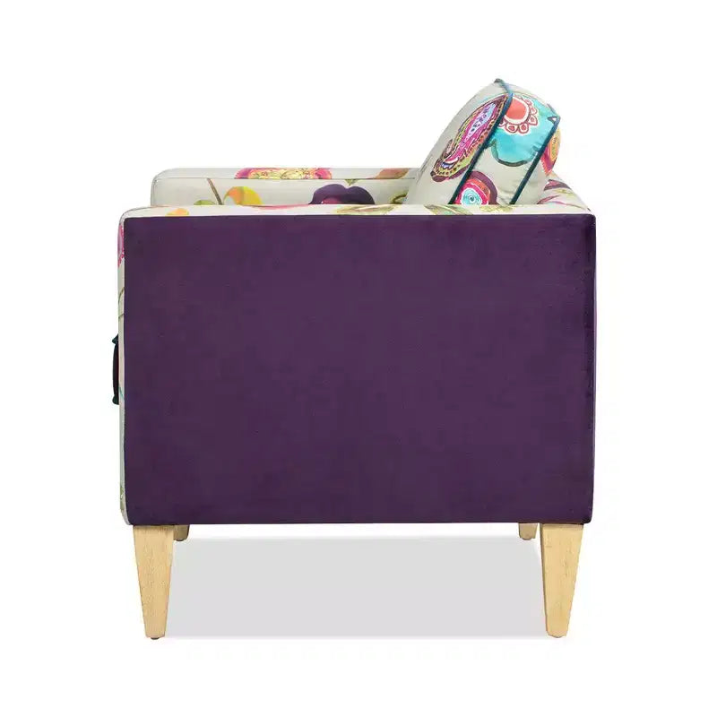 Poltrona d'accento in velluto patchwork da 71 cm con cuscini rimovibili
