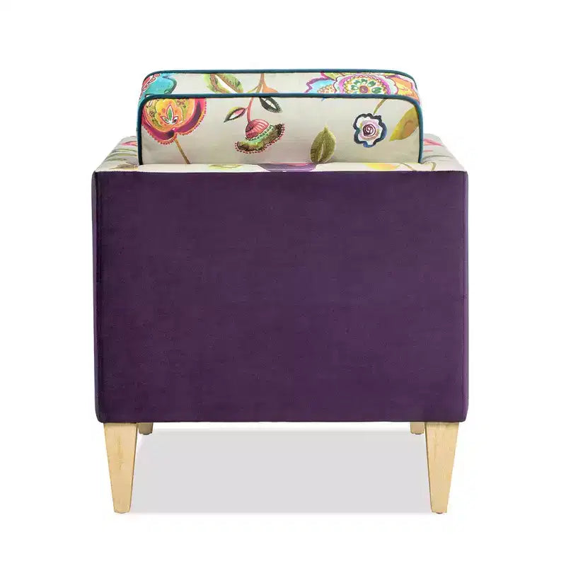 Poltrona d'accento in velluto patchwork da 71 cm con cuscini rimovibili
