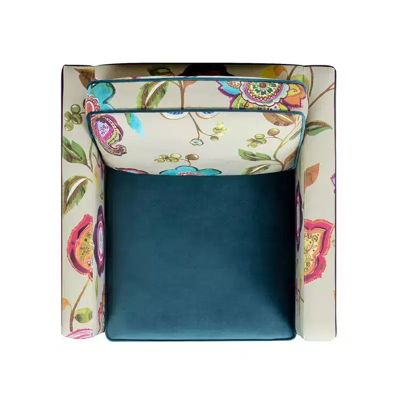 Poltrona d'accento in velluto patchwork da 71 cm con cuscini rimovibili