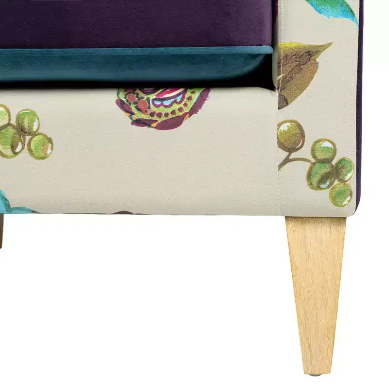 Poltrona d'accento in velluto patchwork da 71 cm con cuscini rimovibili