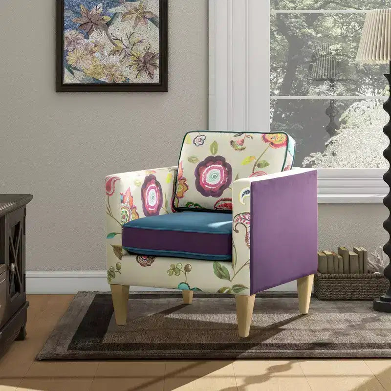 Poltrona d'accento in velluto patchwork da 71 cm con cuscini rimovibili