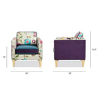 Poltrona d'accento in velluto patchwork da 71 cm con cuscini rimovibili