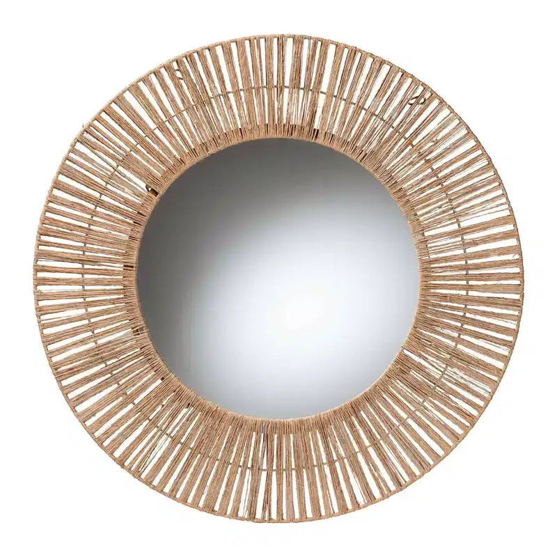 Specchio da parete rotondo in erba marina stile bohémien moderno
