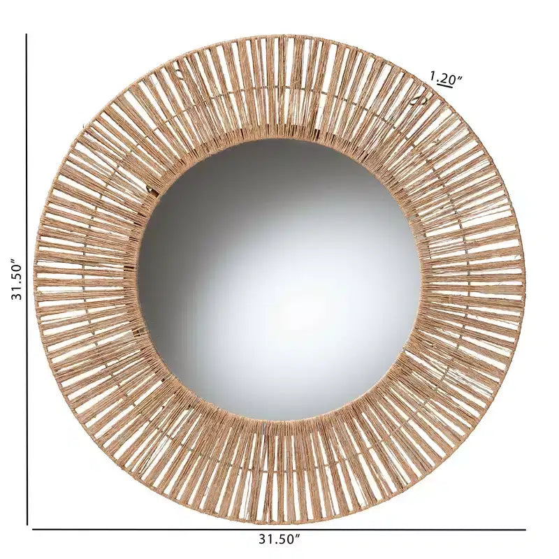 Specchio da parete rotondo in erba marina stile bohémien moderno