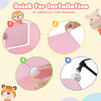 Armadio per Bambini a 8 Cubi con Asta Appendiabiti e Ante Animali | Blu/Rosa/Bianco