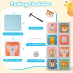 Armadio per Bambini a 8 Cubi con Asta Appendiabiti e Ante Animali | Blu/Rosa/Bianco