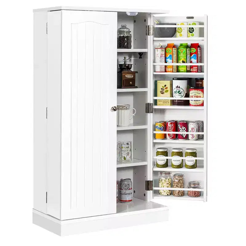 Dispensa da Cucina Coloniale da 104 cm con 17 Ripiani e Spazi Regolabili | Grigio/Bianco