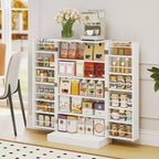 Dispensa da Cucina Coloniale da 104 cm con 17 Ripiani e Spazi Regolabili | Grigio/Bianco