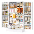 Dispensa da Cucina Coloniale da 104 cm con 17 Ripiani e Spazi Regolabili | Grigio/Bianco