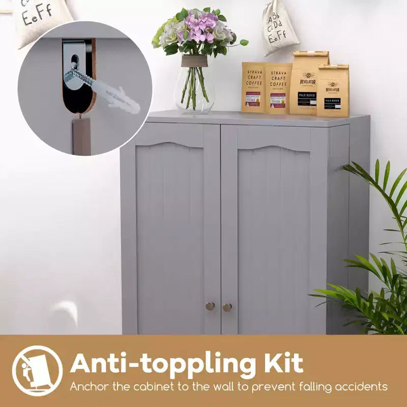 Dispensa da Cucina Coloniale da 104 cm con 17 Ripiani e Spazi Regolabili | Grigio/Bianco